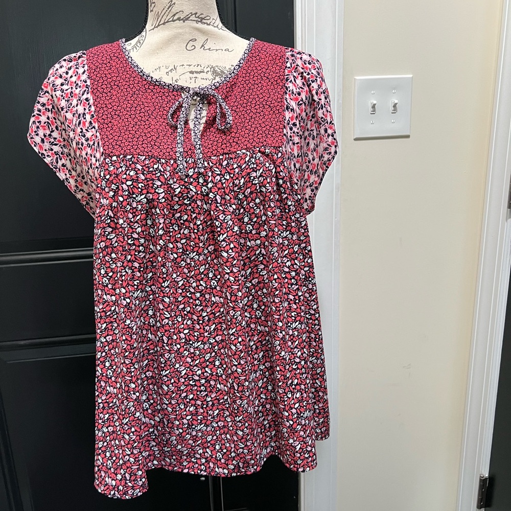 Floral Red and Pink Blouse